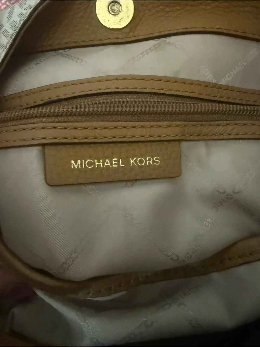 Michael Kors Tan and Brown Shoulder Bag